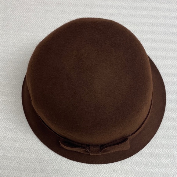 TRIXIE Wool Cloche Hat | Vintage 1920s Style Mocha Brown Bow Trim | One Size main image 4